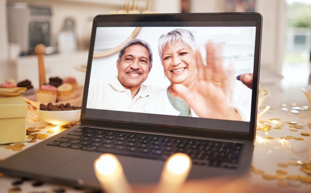 Couple recording a celebratory video message